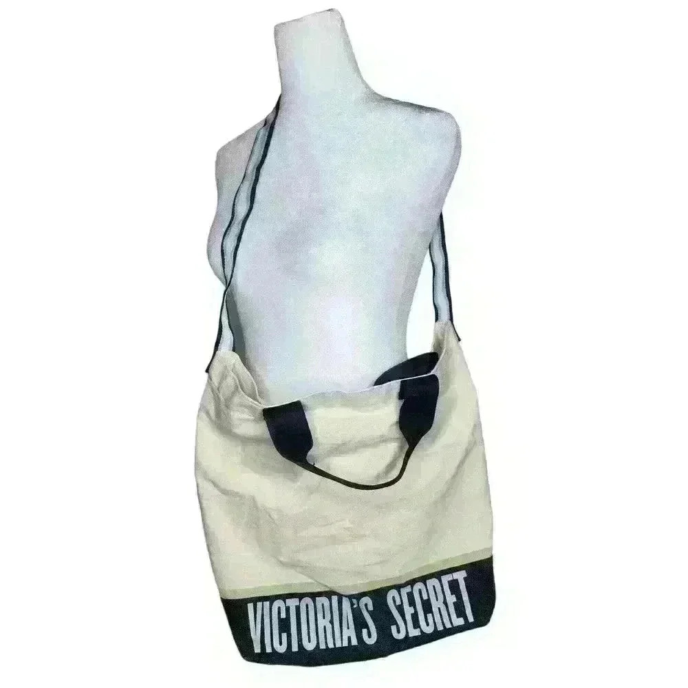 Victoria's Secret cream canvas tote bag